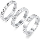 PDWZNBA Love Friendship Ring 18K Gold Silver Rose Plated Cubic Zirconia Stainless Steel Promise R... | Amazon (US)