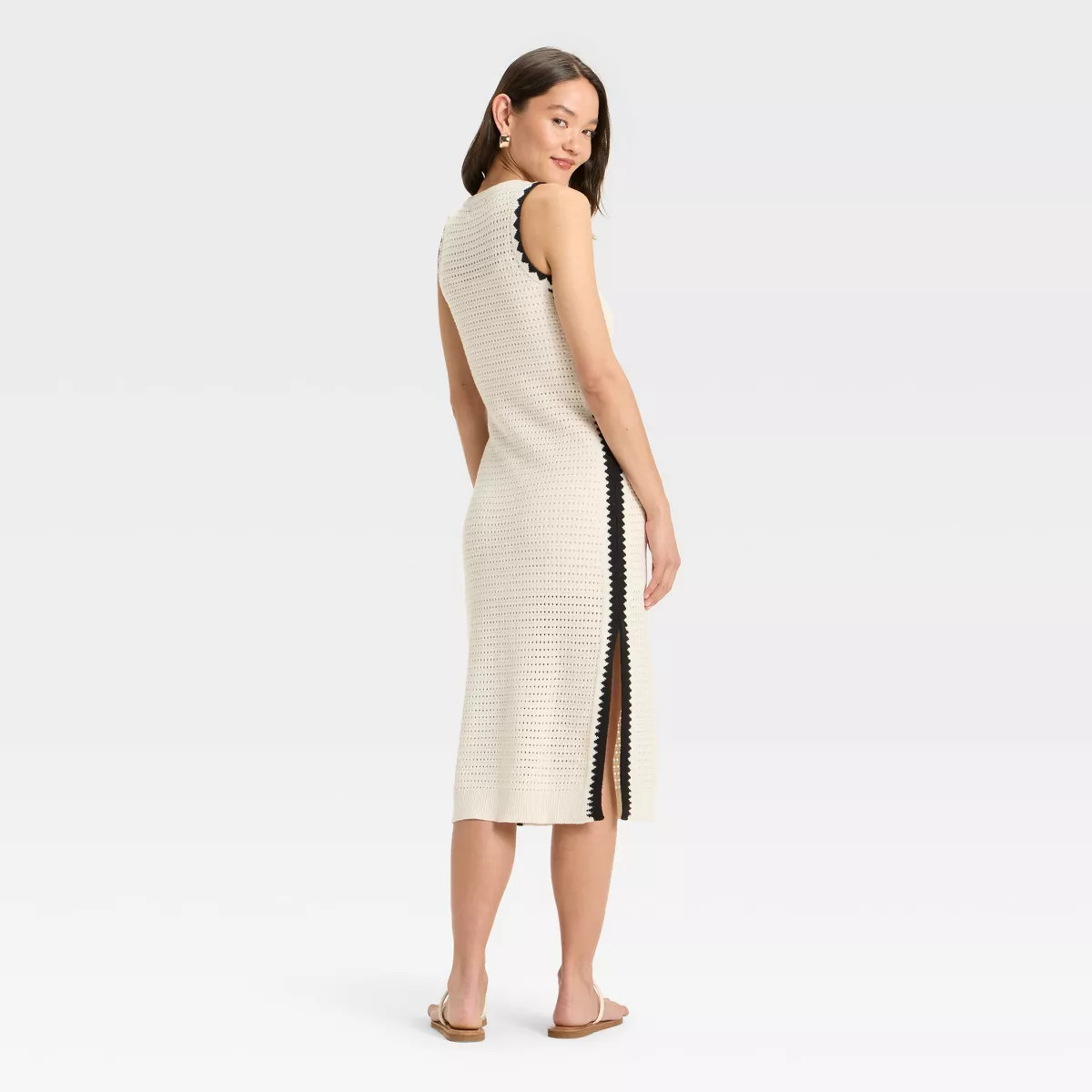 Women's Openwork Midi Sweater Dress - Universal Thread™ Cream M | Target
