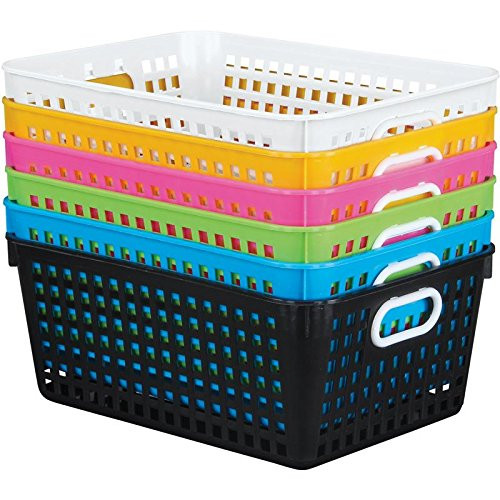 Really Good Stuff Multi Purpose Plastic Storage Baskets - Assorted Colors (Set of 6) (13" x 10", Neo | Amazon (US)