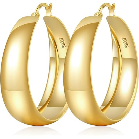 FAMARINE Small Chunky Thick Hoop Earrings for Women Girls Gold Hoops Huggie Earrings for Men Gift... | Amazon (US)