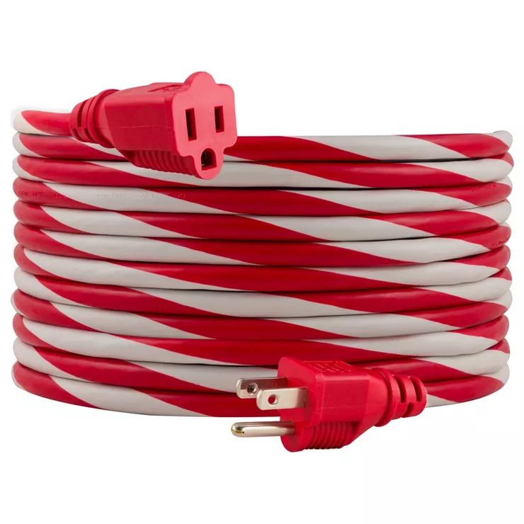 Philips 25' 1-Outlet Grounded Extension Cord Outdoor Candy Cane | Target