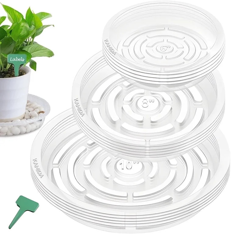 KAMIDA 15 Pack Plastic Plant Saucers, 6,8,10 Inches Plant Trays, Plastic Plant Drip Trays ,Flower... | Walmart (US)