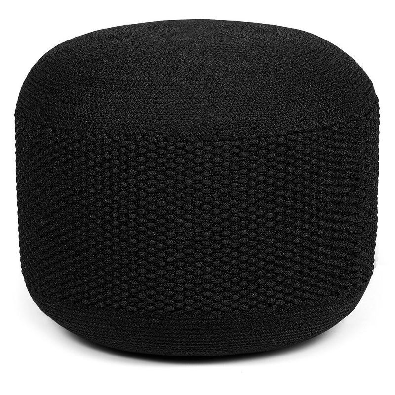 BirdRock Home Woven Knitted Indoor or Outdoor Pouf - Black | Target