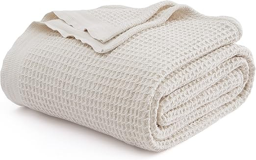 Bedsure 100% Cotton Blankets King Size for Bed - Waffle Weave Blankets for All Seasons, Cozy and ... | Amazon (US)