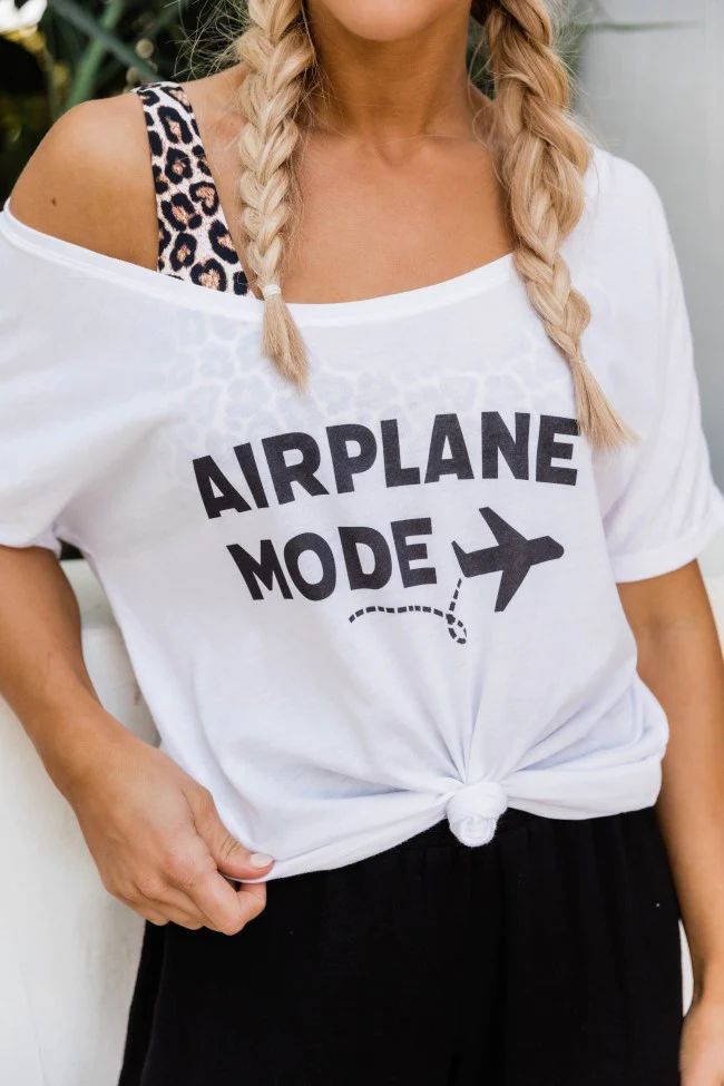 Airplane Mode White Graphic Slouchy Tee | The Pink Lily Boutique
