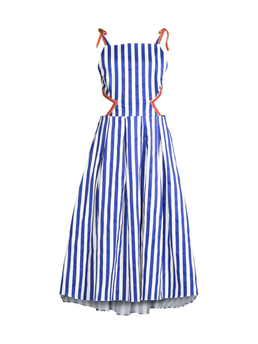 Eliza Striped Cut-Out Midi-Dress | Saks Fifth Avenue