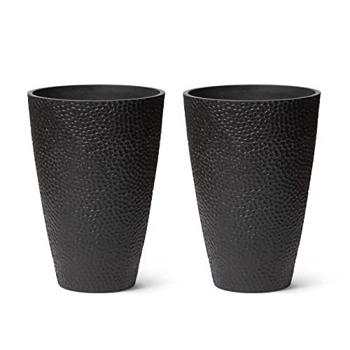 LA JOLIE MUSE 20inch Tall Black Planters Set of 2,Large Planters for Outdoor Plants,Flower Containers for Front Porch, Honeycomb | Amazon (US)