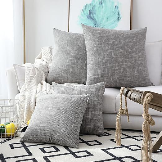 Kevin Textile 2 Pack Decorative Linen Throw Pillow Covers, Outdoor Pillows Cover Large Cushion Ca... | Amazon (US)