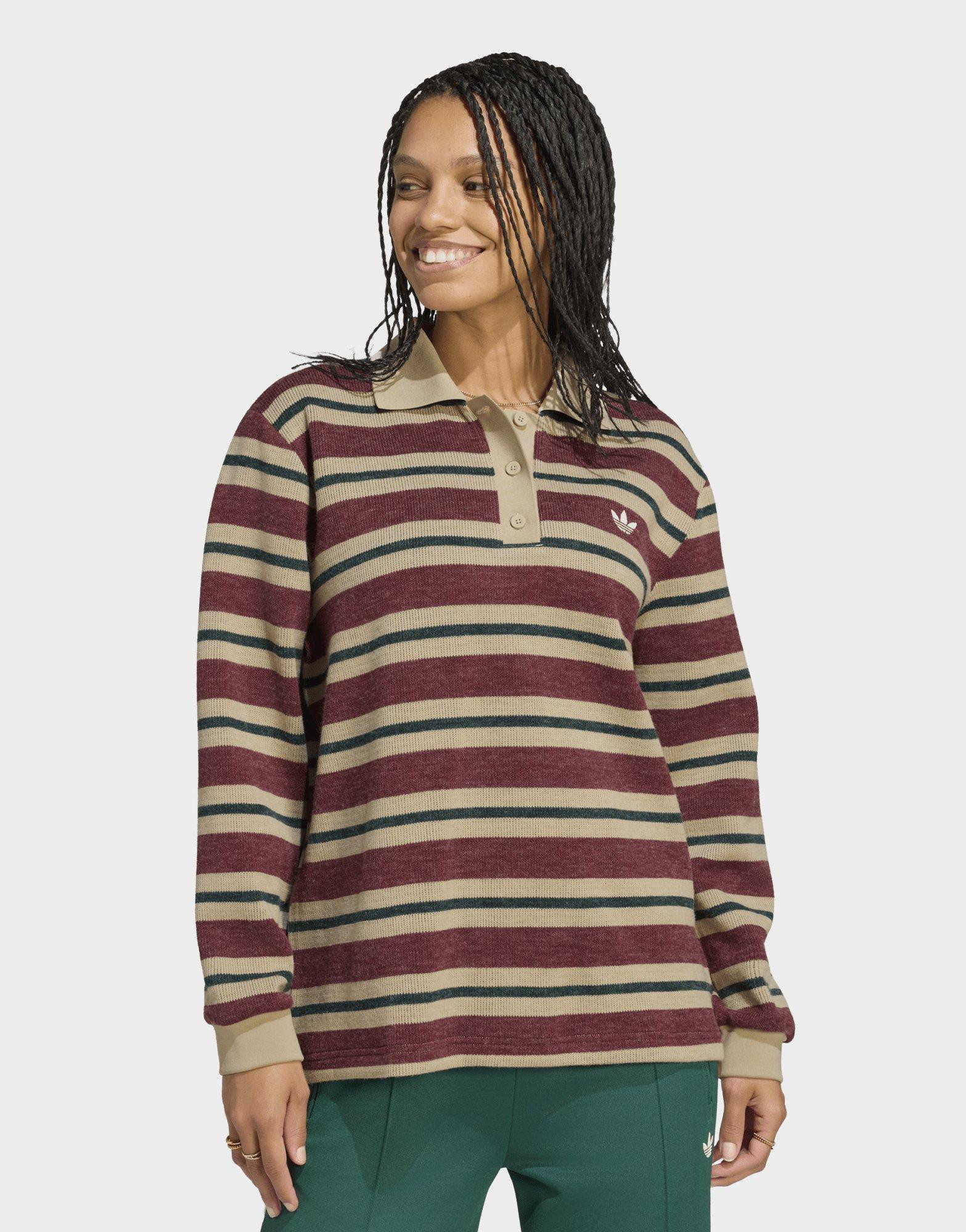 adidas Stripe Knitted POLO Top | JD Sports (UK)