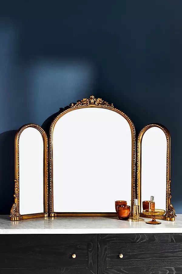 Gleaming Primrose Triptych Mirror By Anthropologie in Gold | Anthropologie (US)