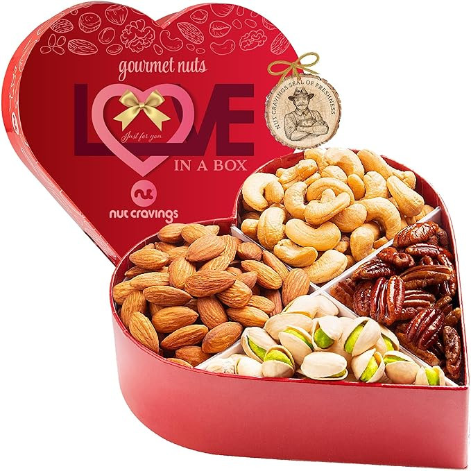 NUT CRAVINGS - Valentines Day Mixed Nuts Heart Shaped Gift Basket, Love in A Box (4 Assortments) ... | Amazon (US)