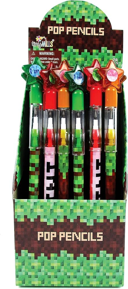24 Pcs Pixel Miner Themed Multi Point Pencils Party Favor Mine Pixel Craft Classroom Rewards Priz... | Amazon (US)