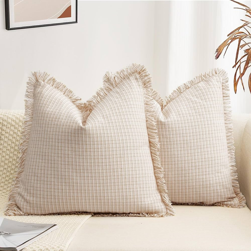 ZWJD Farmhouse Pillow Covers 18x18 Set of 2 Modern Accent Decorative Throw Pillows for Couch Chic... | Amazon (US)
