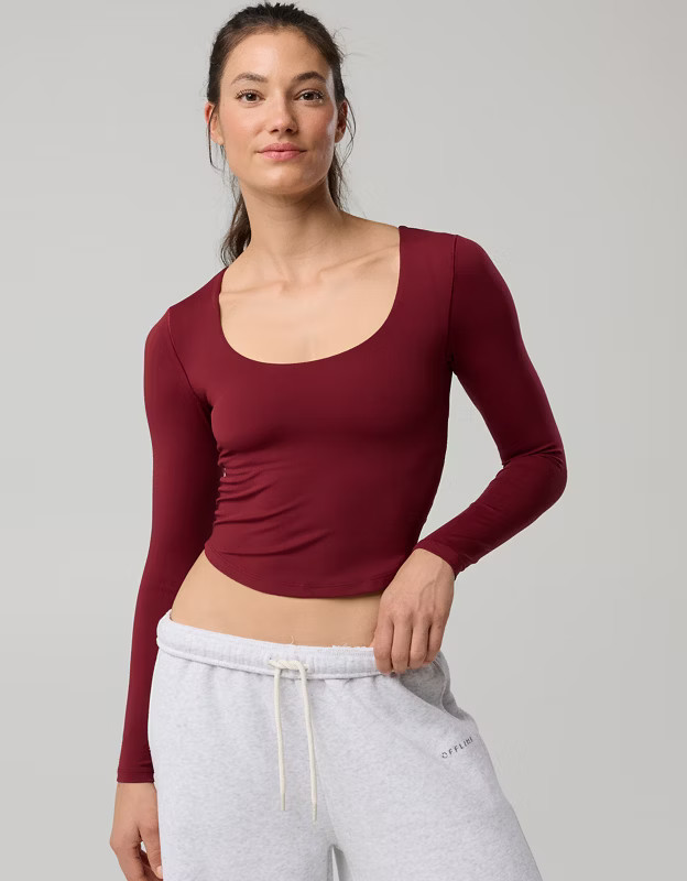 OFFLINE By Aerie Real Me Long Sleeve Scoop T-Shirt | Aerie