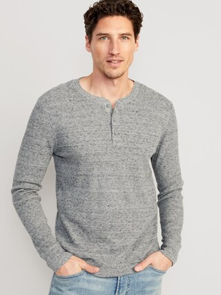 Waffle-Knit Henley T-Shirt for Men | Old Navy (CA)