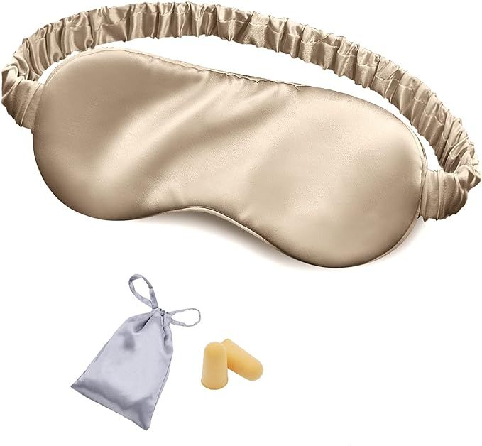 Silk Sleep Mask Eye Mask Blindfold with Double Layer Silk Filling and Elastic Strap for Full Nigh... | Amazon (US)