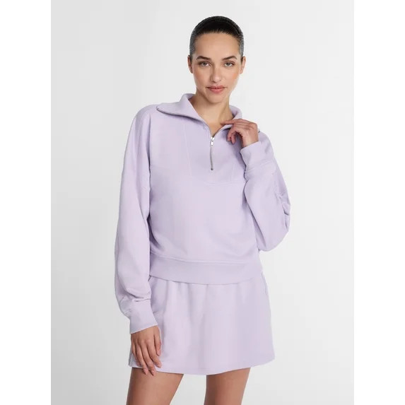 Athletic Works Women's and Women's Plus Quarter-Zip Sweatshirt, Midweight, Size XS-4X | Walmart (US)