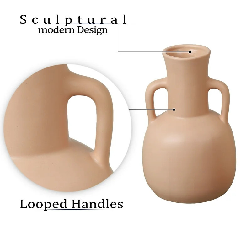 TERESA'S COLLECTIONS 13''H, 8''H Modern Farmhouse Ceramic Decorative Vases for Home Decor, Pink a... | Walmart (US)