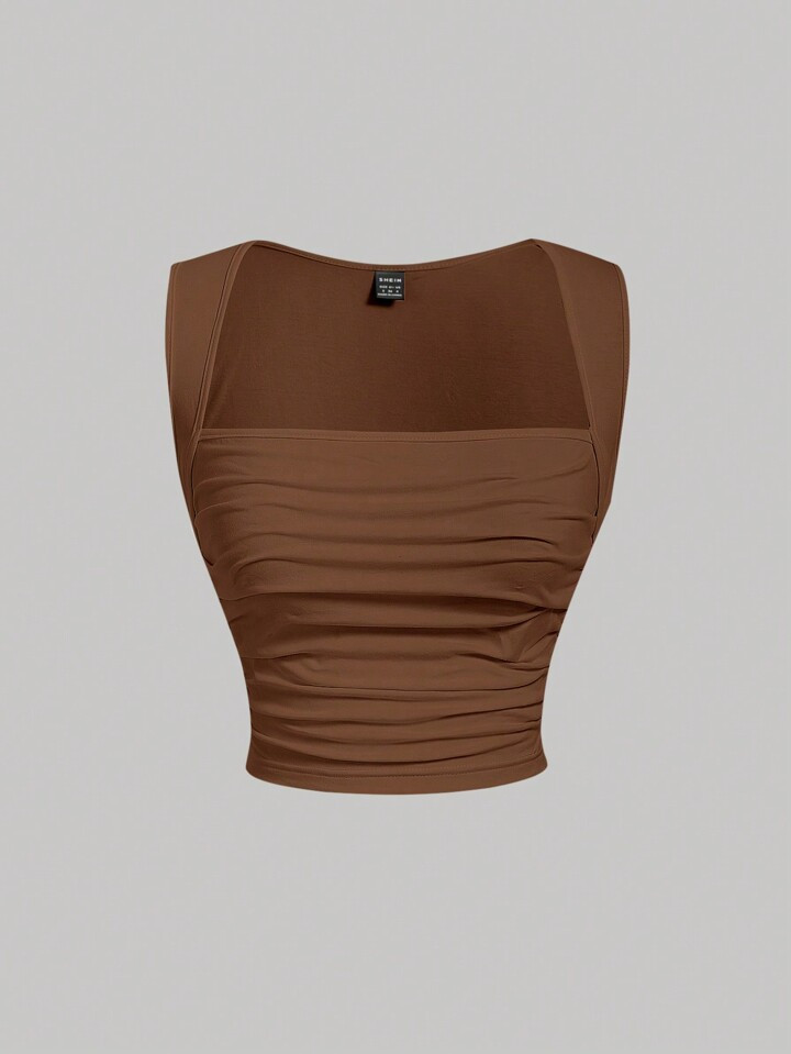 SHEIN MOD Square Neck Ruched Tank Top | SHEIN