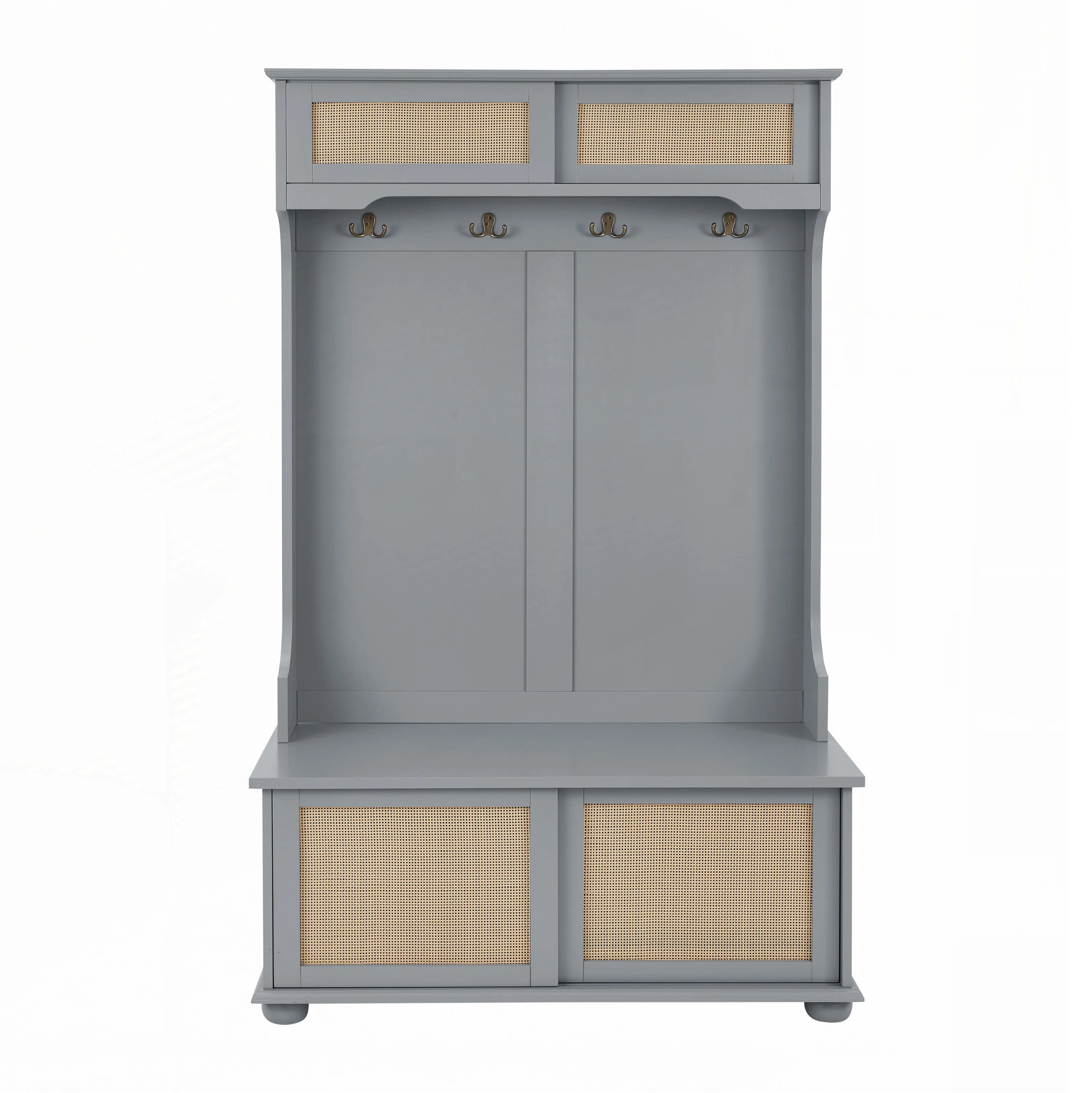 Hall Tree Entryway Bench with Rattan Door Shelves and Shoe Cabinets | Wayfair North America