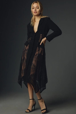 By Anthropologie Lace Twofer Blazer Midi Dress | Anthropologie (US)