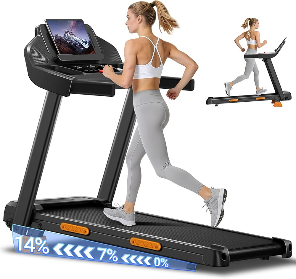 UMAY Treadmills for Home with 14% Incline & Led Screen, 3.0HP Quiet Foldable Treadmill with Handl... | Amazon (US)