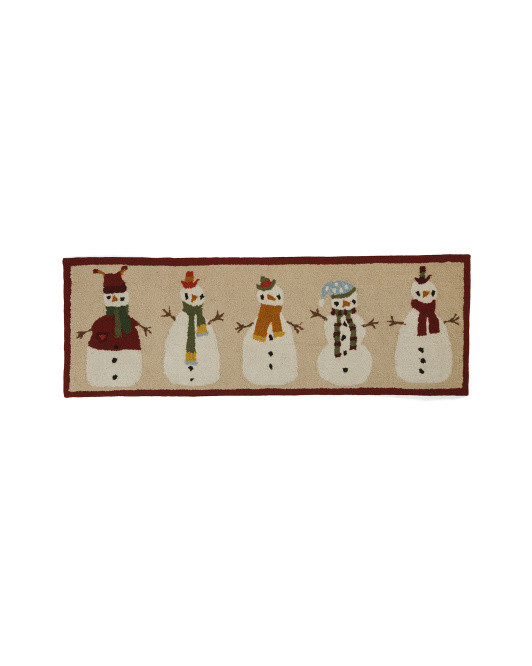 20x60 Chilly Snowmen Hooked Rug | TJ Maxx