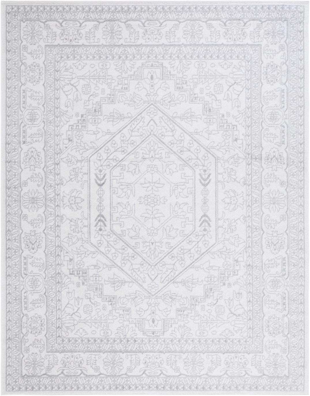 SAFAVIEH Adirondack Collection Area Rug - 8' x 10', Ivory & Silver, Oriental Medallion Design, No... | Amazon (US)