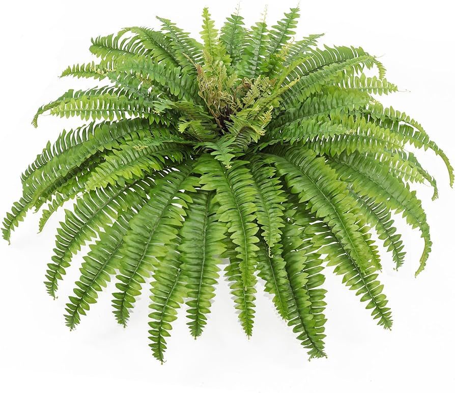 Artificial Ferns for Outdoors & Indoors, 45" Large Faux Ferns 57 Fronds Fake Boston Fern Plant fo... | Amazon (US)