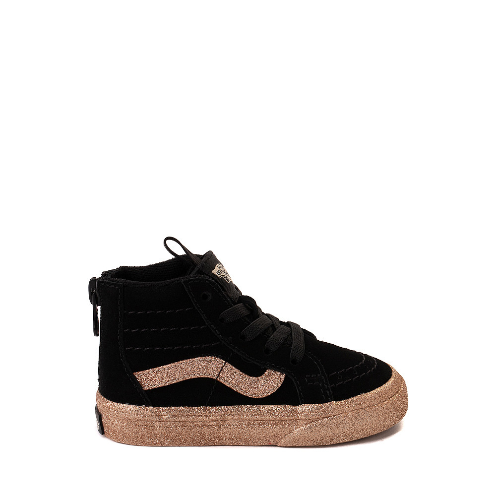 Vans Sk8 Hi Zip Glitter Skate Shoe - Baby / Toddler - Black | Journeys