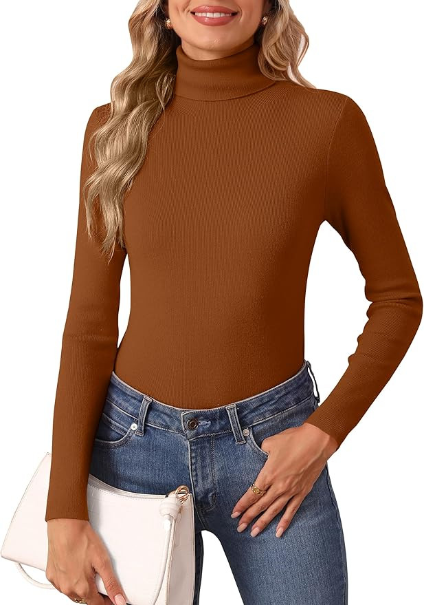 Women's Turtleneck Long Sleeve Shirts Fall Fashion Basic Thermal Underwear Tops Winter Clothes 20... | Amazon (US)
