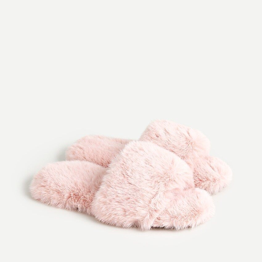 Fuzzy slide slippers | J.Crew US
