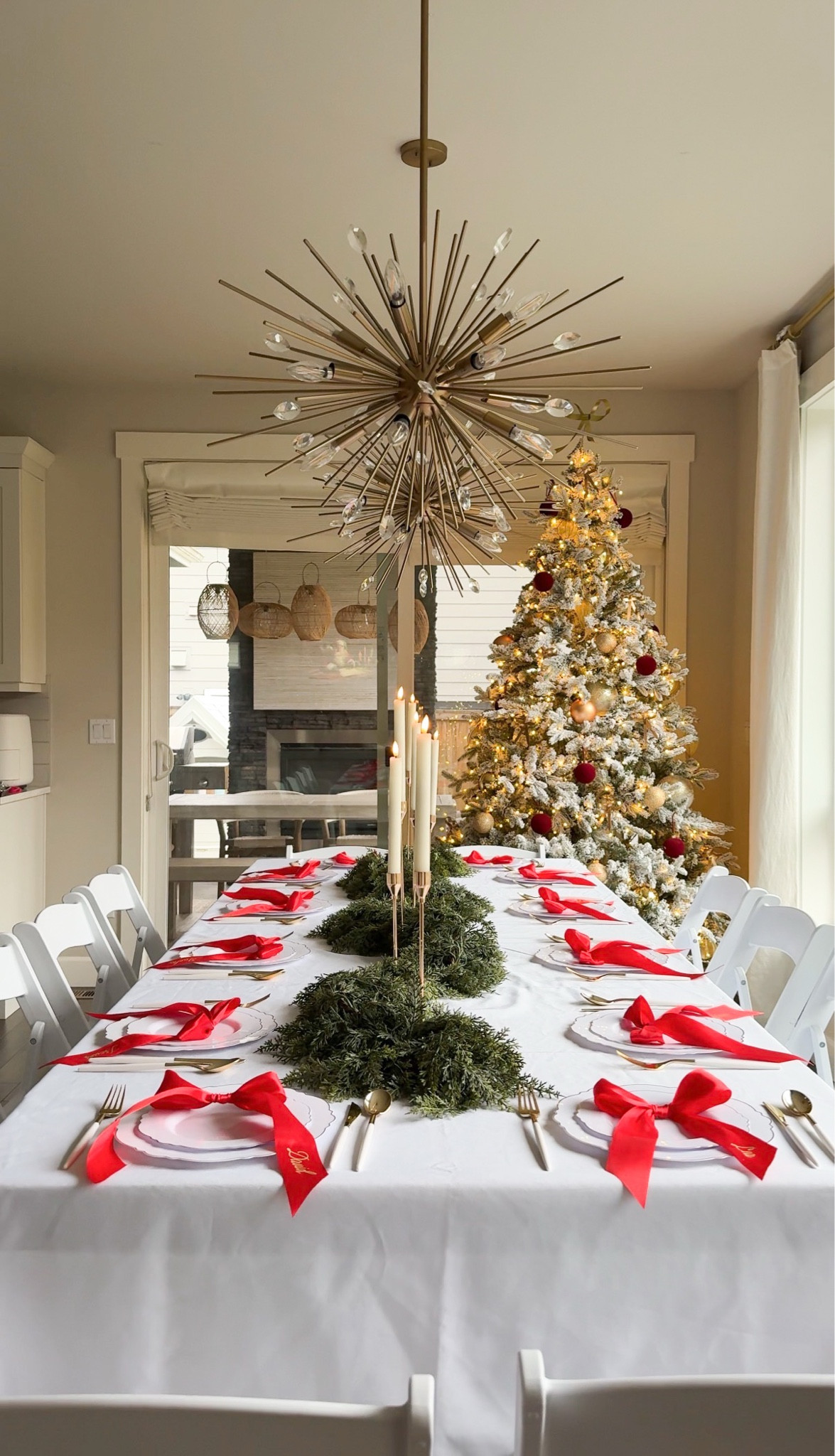 Christmas table setting with red personalized bows! 

Cricut easy press mini, Cricut maker 3, cricut tools, Cricut smart iron on heat transfer vinyl, satin ribbon, Gold Plastic Charger Plates, garland, tablecloth, candle holders, battery operated candles 

#LTKHoliday #LTKSeasonal #LTKHome