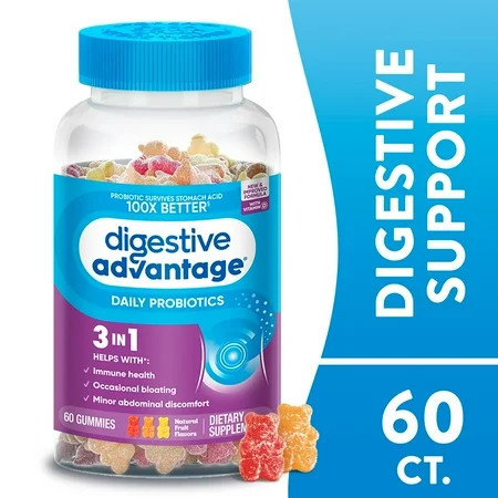 Digestive Advantage Daily Probiotics For Women And Men, Gut Health, Natural Fruit Flavors, 60 Gummies | Walmart (US)