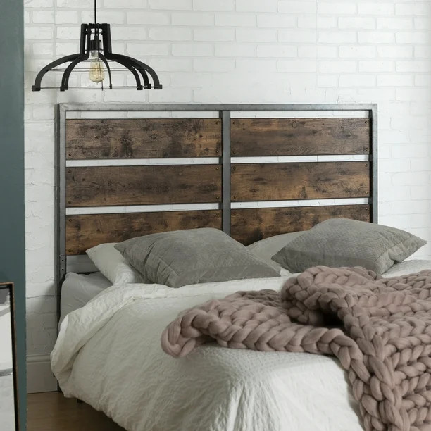 Manor Park Industrial Queen Headboard Metal and Wood Plank Panel Design | Walmart (US)