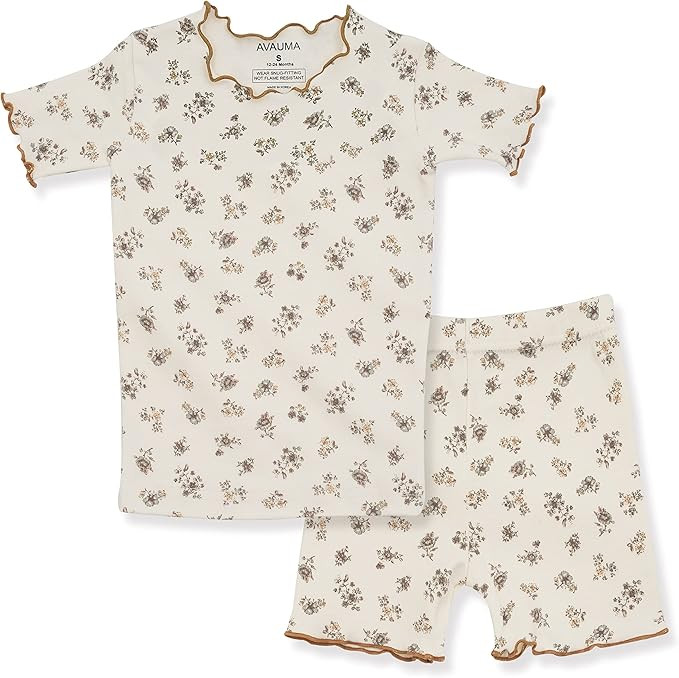 AVAUMA Baby Boy Girl Pajama Set 6M-7T Kids Cute Toddler Snug fit Flower Pattern Design Pjs Cotton... | Amazon (US)
