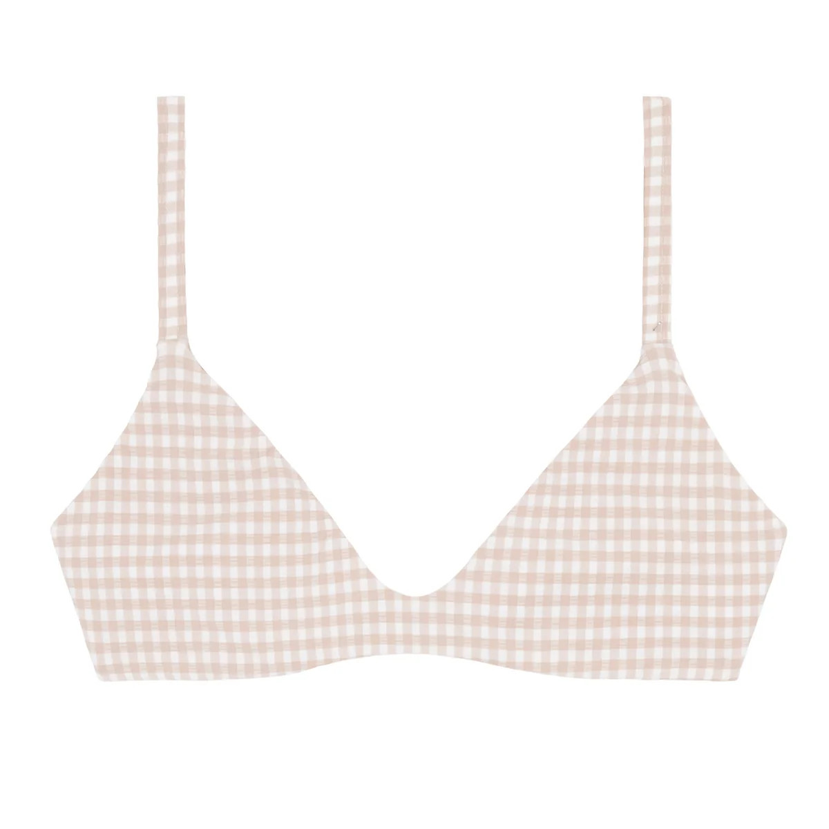 Women’s Brown Crinkle Gingham Bikini Top | Over The Moon