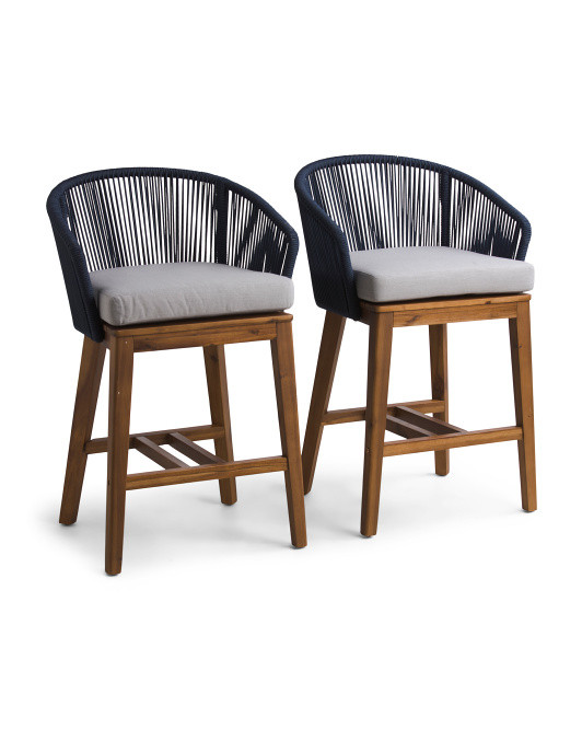 Set Of 2 Woven Outdoor Stools | TJ Maxx