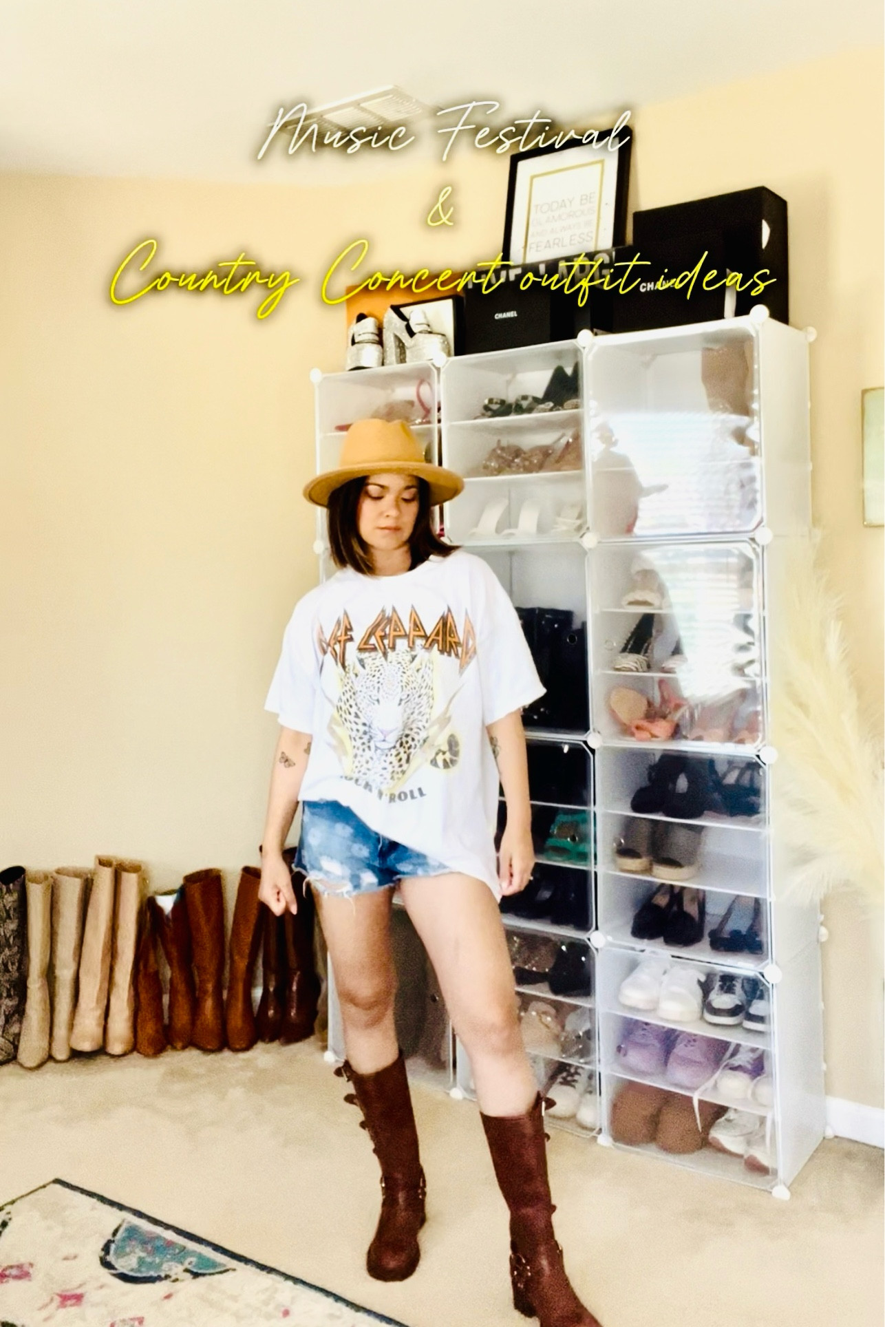 An oversized LED Zepplin T with distress denim shorts and killer brown biker boots! 

#LTKFestival