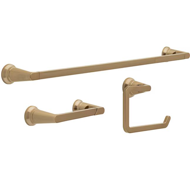 Delta 3-Piece Sparrow Champagne Bronze Decorative Bathroom Hardware Set with Towel Bar,Toilet Pap... | Lowe's