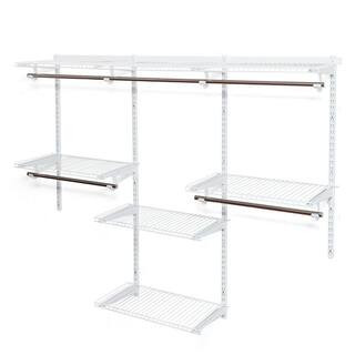 72 in. W Adjustable Closet Organizer System White Wall Mounted Wire Closet System with Shelf | The Home Depot