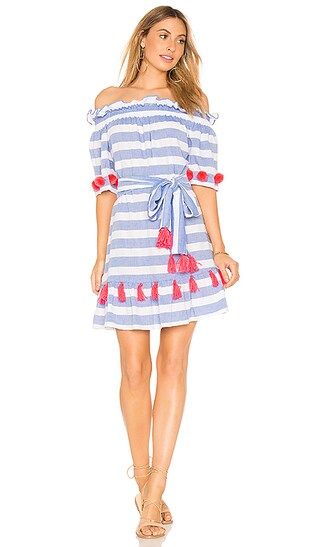 Sundress Lily Dress in Light Blue Stripes & Neon Coral | Revolve Clothing (Global)