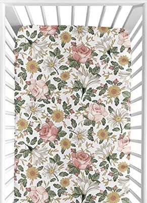 Sweet Jojo Designs Vintage Floral Boho Girl Fitted Crib Sheet Baby or Toddler Bed Nursery - Blush... | Amazon (US)