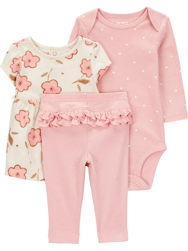 Carter's Child of Mine Baby and Toddler Girl Outfit Set, 3-Piece, Sizes 0/3-24 Months | Walmart (US)
