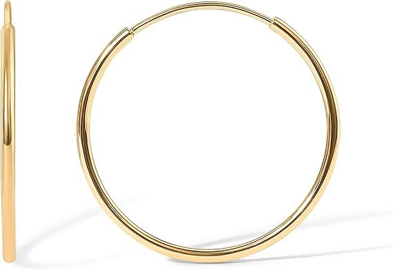 PAVOI 14K Solid Gold Lightweight Infinity Sleeper Hoops | Thin Endless Infinity Huggie Hoop Earri... | Amazon (US)