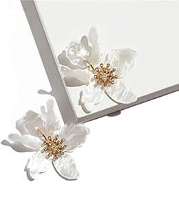 Bohemian Luxury Oversize Resin Big Flower Earrings For Women Stainless Steel Crystal Jewelry | Amazon (US)