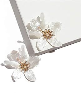 Bohemian Luxury Oversize Resin Big Flower Earrings For Women Stainless Steel Crystal Jewelry | Amazon (US)