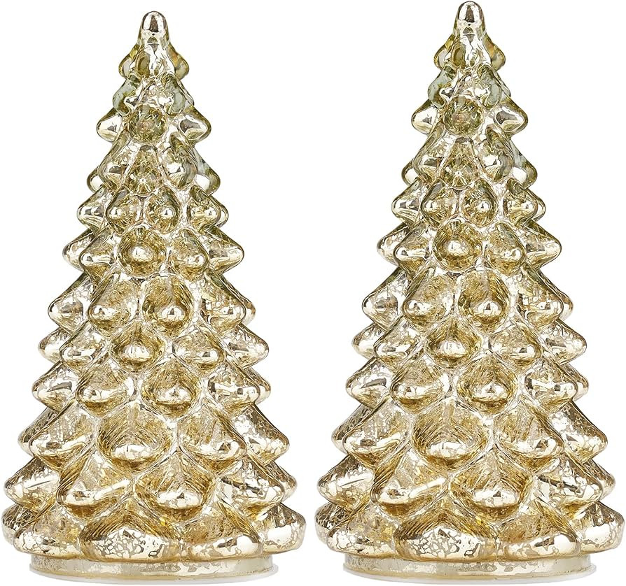 Mercury Glass Christmas Tree Gold Xmas Trees Decorations Table Top Centerpiece Mantel Window Home... | Amazon (US)