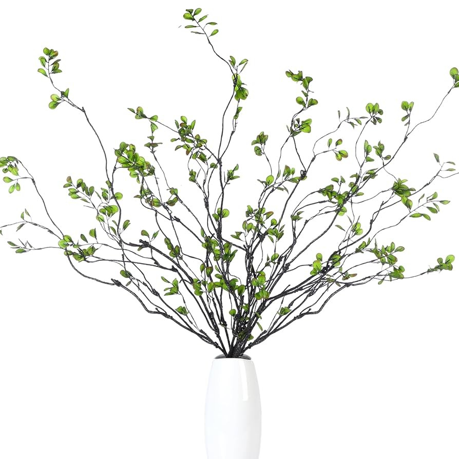 Giegxin 8 Pcs 47.2'' Artificial Ficus Branches Faux Eucalyptus Stems Fake Greenery Twig Tall Real... | Amazon (US)