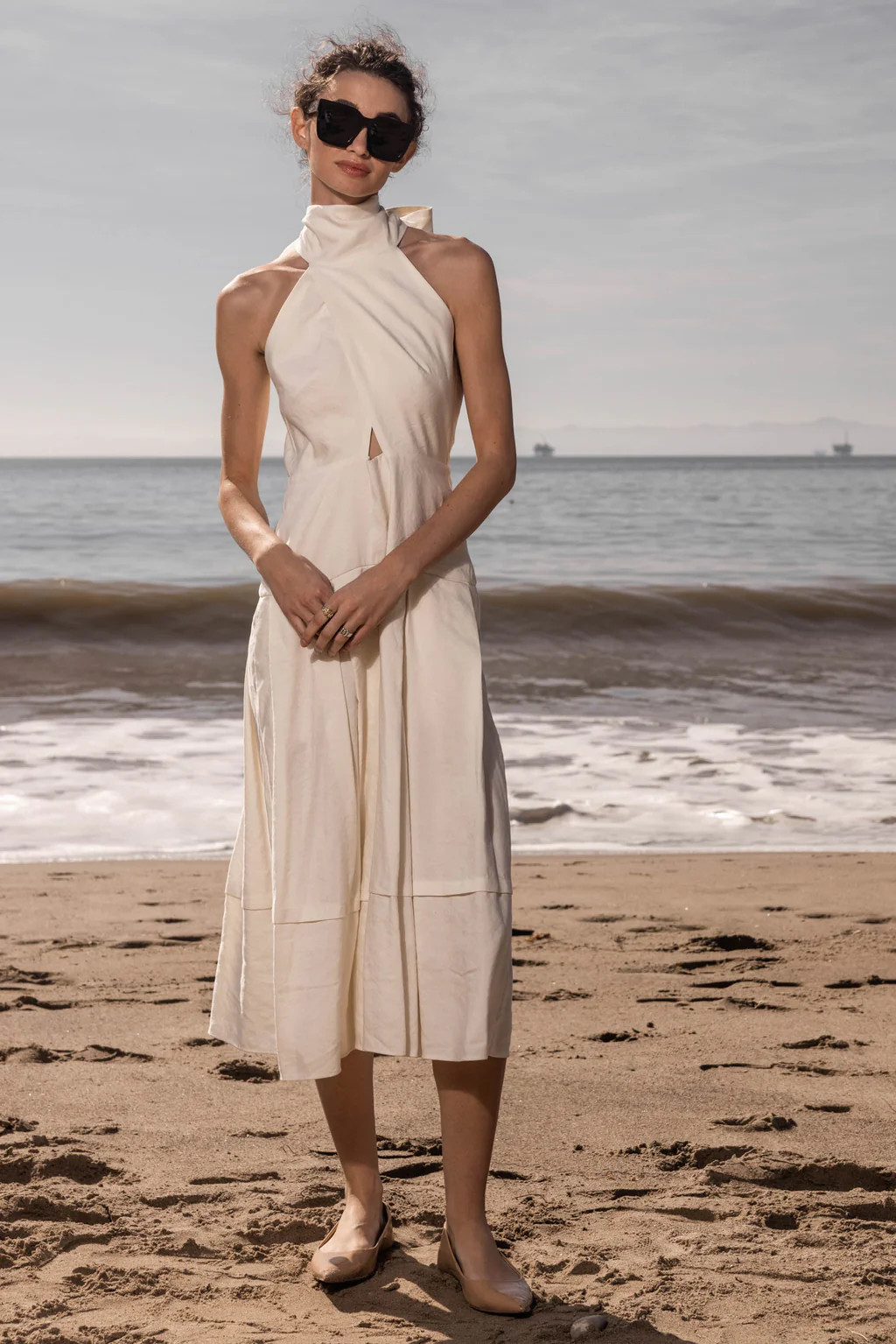 GINGER DRESS - IVORY SILK & HEMP | Heidi Merrick